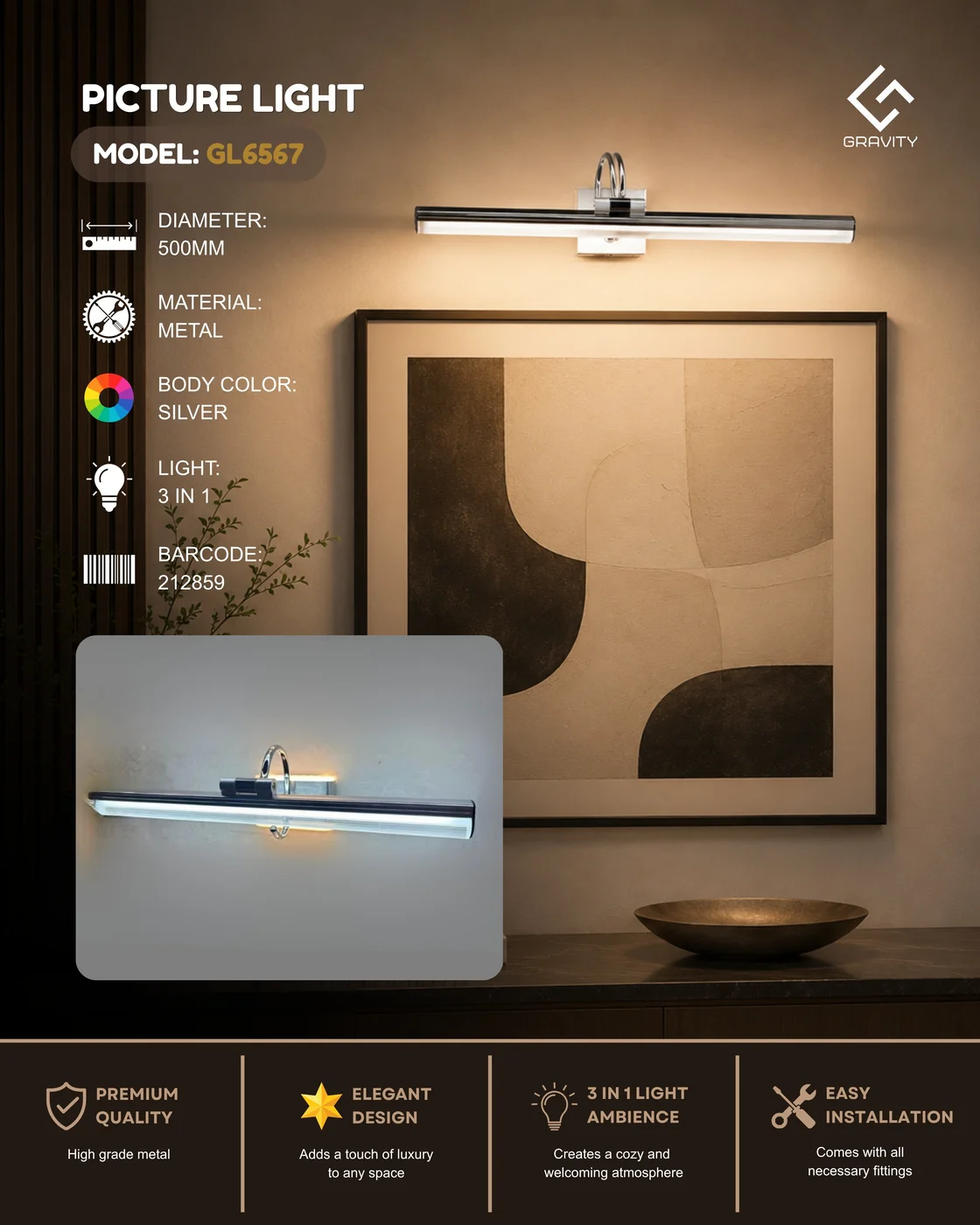 GravityDecorative Picture Light GL6567, view 1
