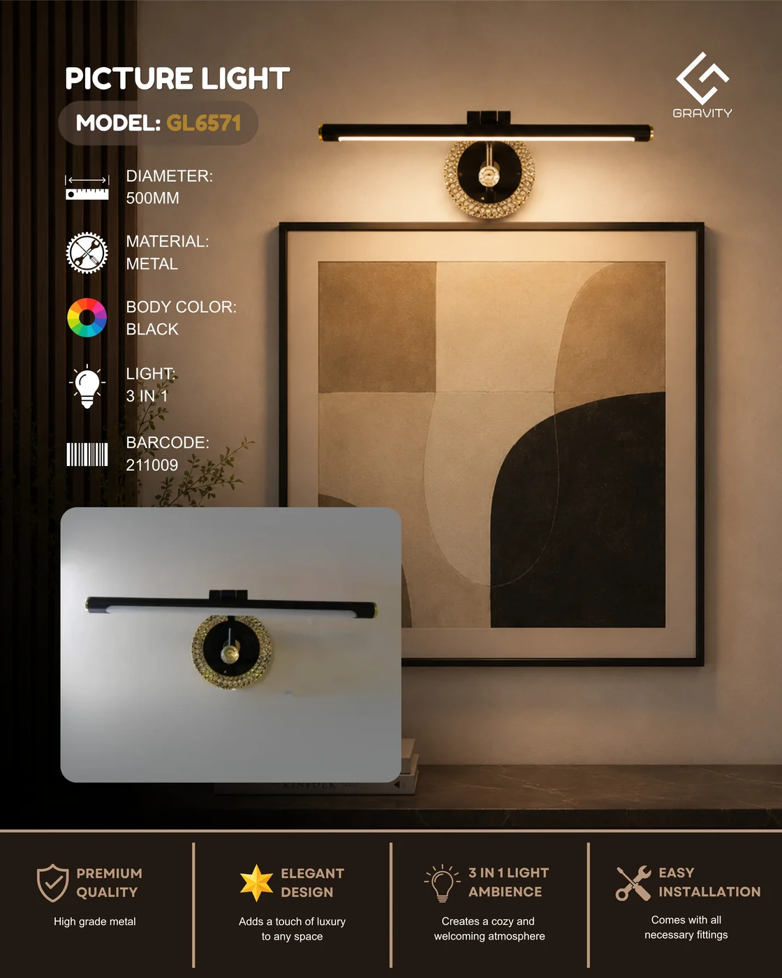 GravityDecorative Picture Light GL6571, view 1