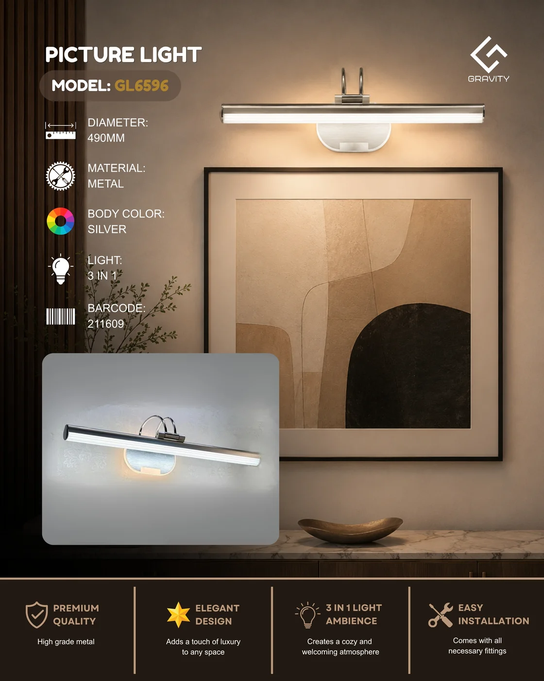GravityDecorative Picture Light GL6596, view 1
