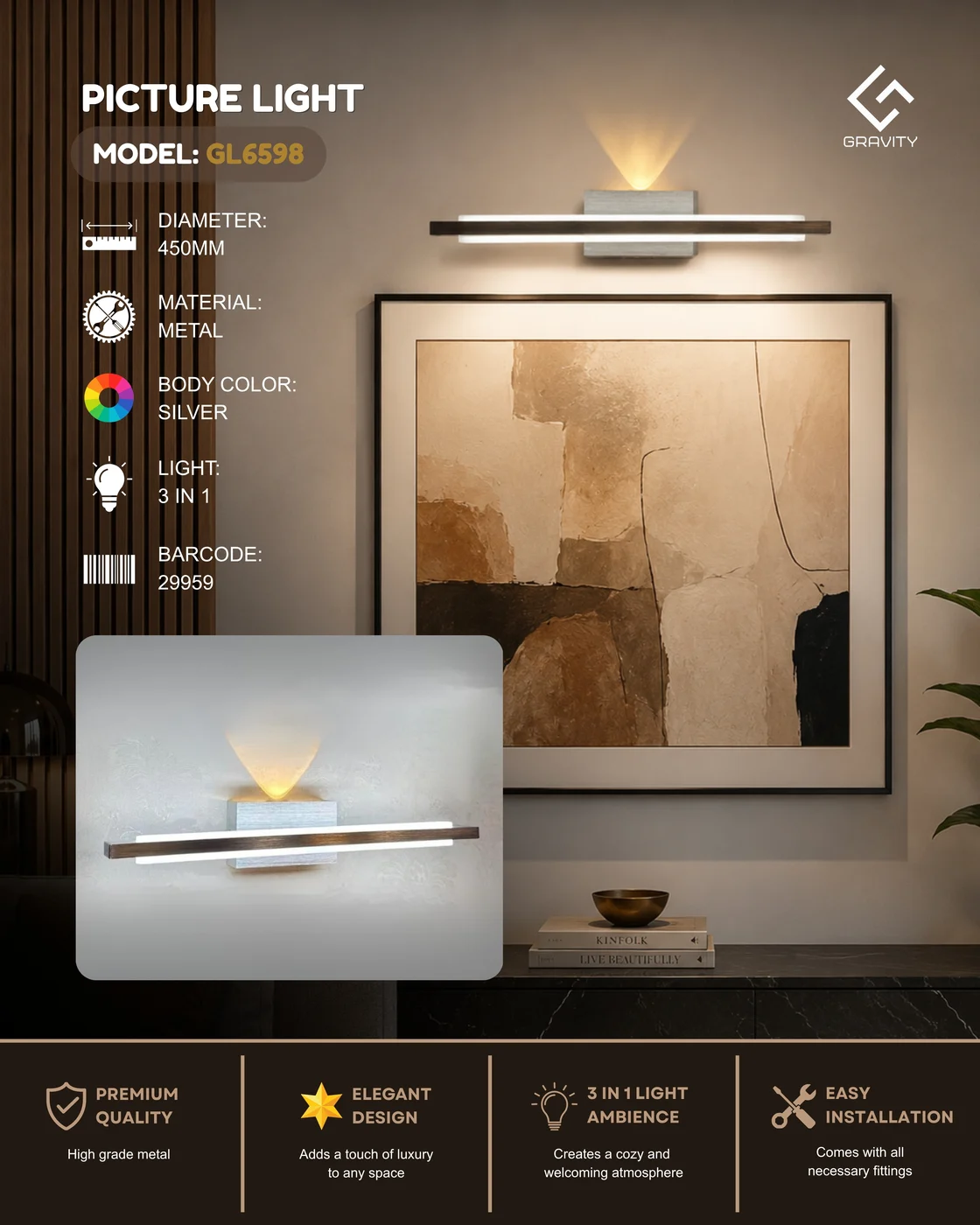 GravityDecorative Picture Light GL6598, view 1