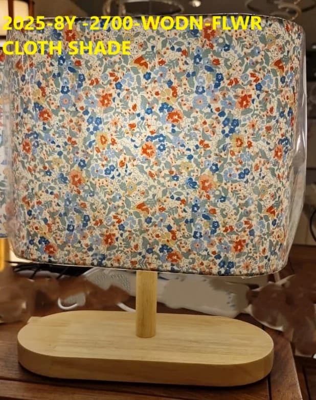 LightHouse Table Lamp 2025-8Y - Wooden, Flwr Cloth Shade, view 1
