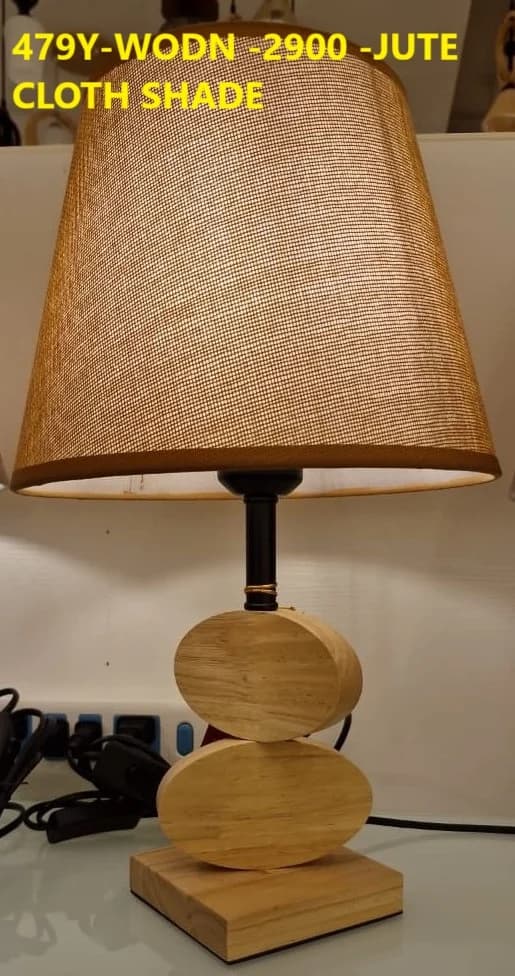 LightHouse Table Lamp 479Y - Wooden, Jute Cloth Shade, view 1