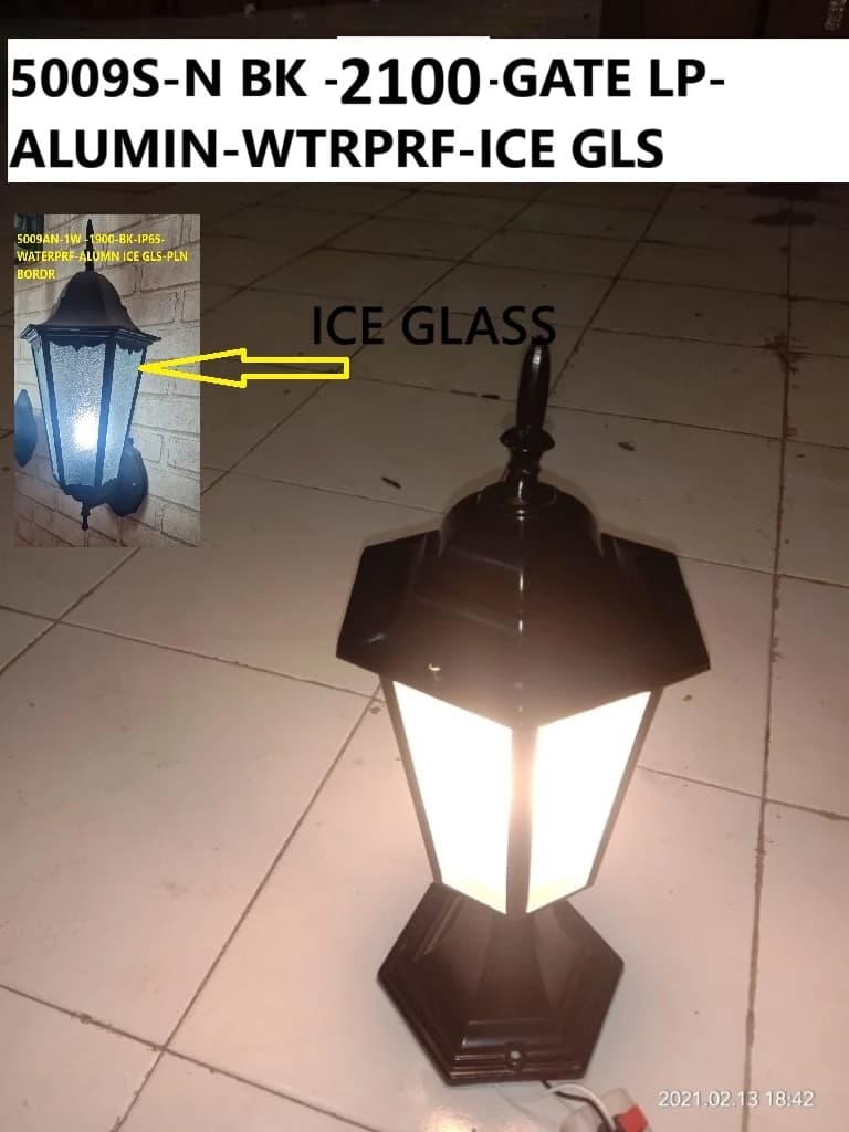 LightHouse Table Lamp 5009S - N Bk, Gate Lp, Alumin, Wtrprf, Ice Gls, view 1