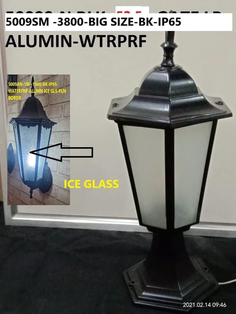 LightHouse Table Lamp 5009SM - Big Size, Black, Ip65, Waterprf, Alumn, Ice Gls, view 1