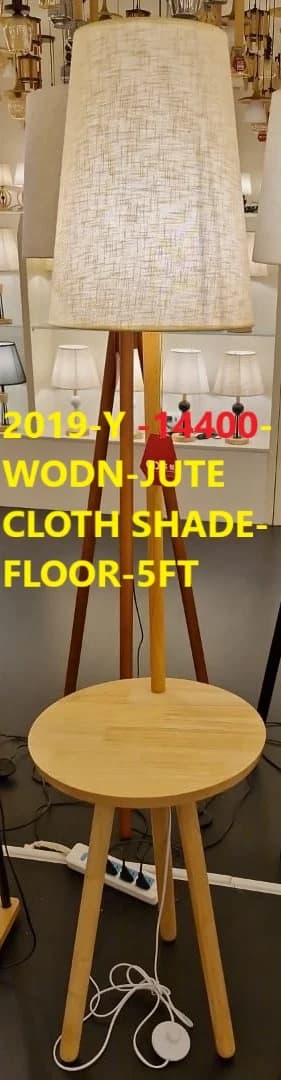 LightHouse Table Lamp 2019, Y, 14400, Wooden, Jute Cloth Shade, Floor, 5FT, view 1